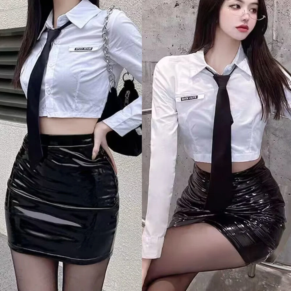 Black Pu Leather Mini Short Skirt Women Sexy High Waist Bodycon Korean Skinny