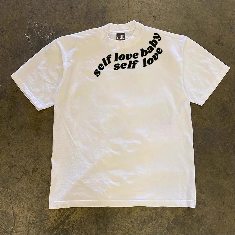 Loose Fit Short Sleeve T-Shirt Pure Cotton Double Thread Women's Style Heavyweight Couple's Tee Casual Summer Fashion