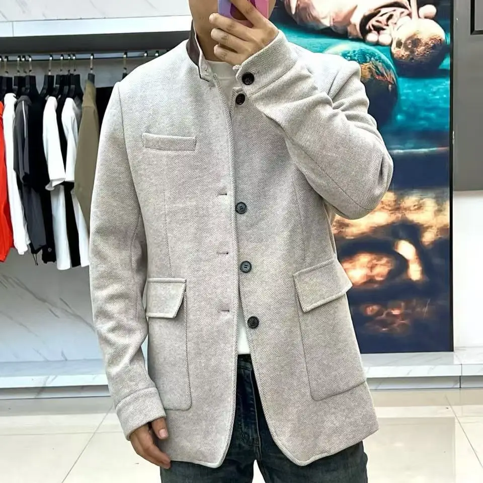 

Italian LP men's autumn and winter new fashion casual stand-up collar jacket men's old money style business simple coat