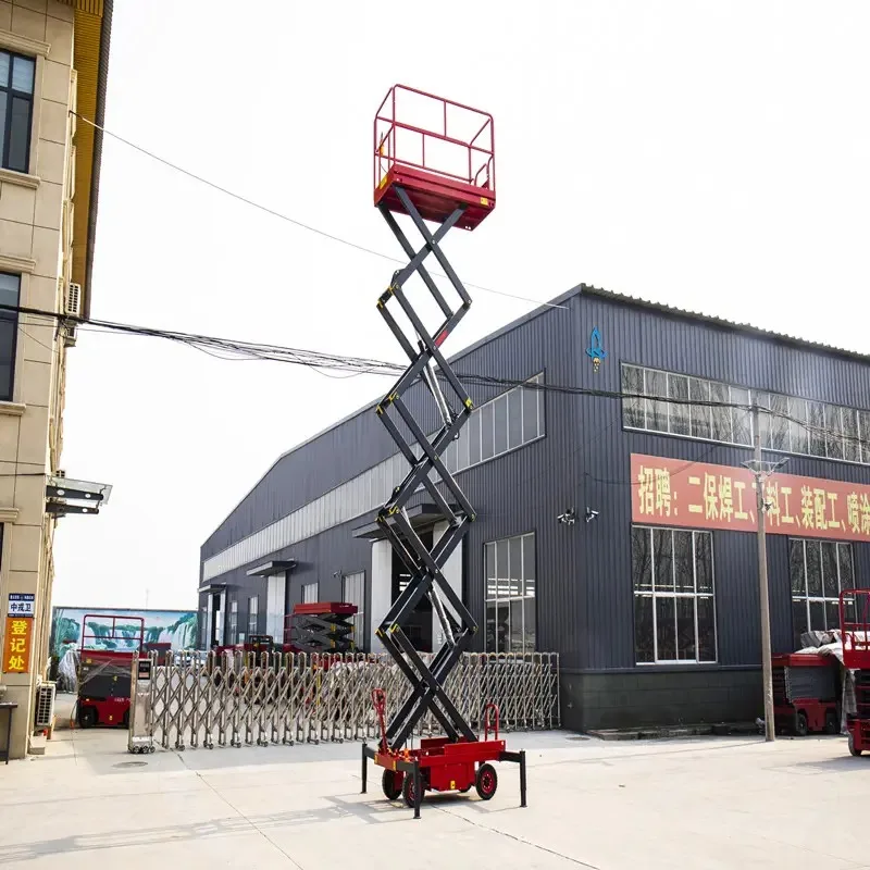 10m Height  Manual Semi Automatic  Aerial Working Scissor Lift Platform Scaffolding Lift Outdoor Construction Lifting Platform