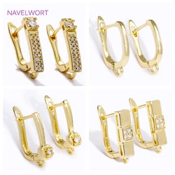 Trendy 18K Gold Plated Shvenzy Earring Hook Clasps Inlaid Zircon Ear Wire Fastener For DIY Earrings Making Accessories Wholesale