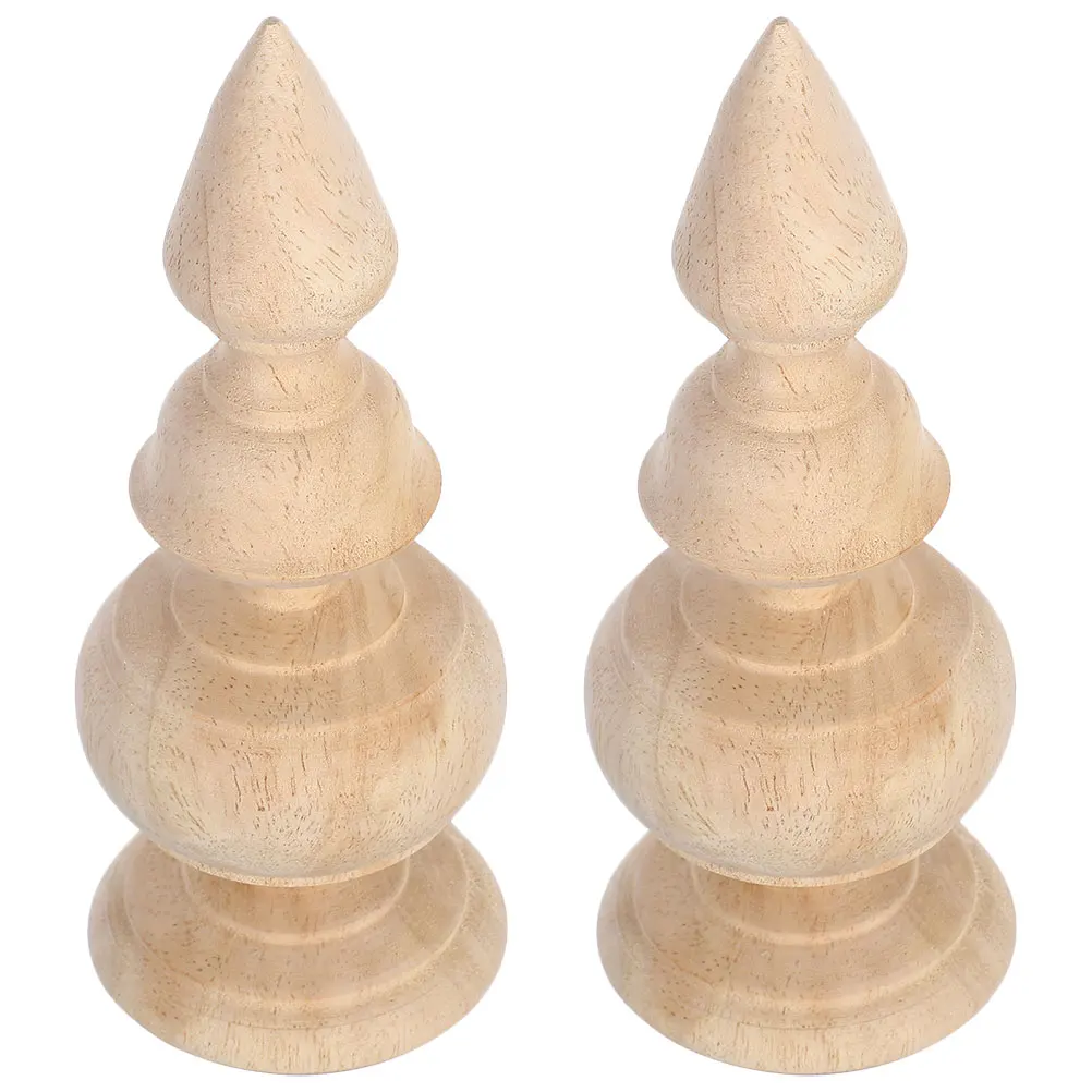 

2pcs Unfinished Wood Finials Solid Wood Decorative Staircase Handrails Bed Post Toppers Fence Deck Craft Diy Home Decoration