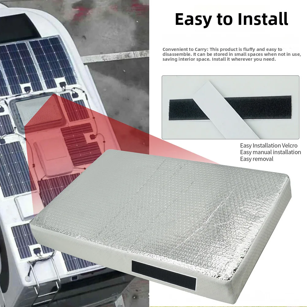 RV Sunshade for Sunroof 14x14x3 Inches Silver Reflective Mat Supports Airflow and Thermal Stability in Campervan