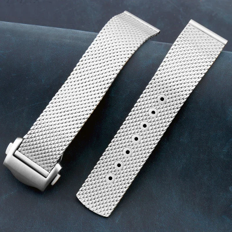 Premium-Grade Titanium steel Chain Strap For Omega 007 Seamaster Diver 300 Watch Band Replace Milanese Stainless Bracelet 20mm