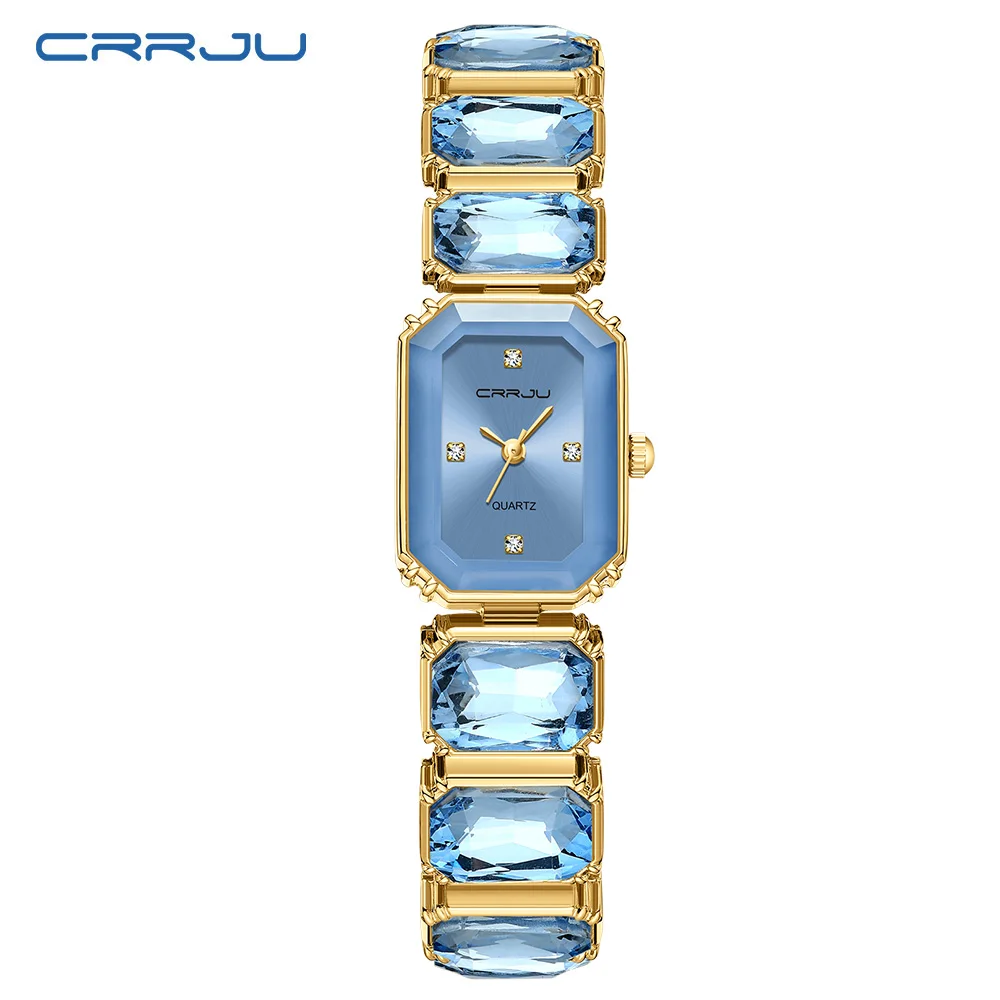 CRRJU Gold Watches for Women with Small Vintage Bracelet, Rectangular Case Roman Dial Dainty Diamond Luxury Dress Women Watch