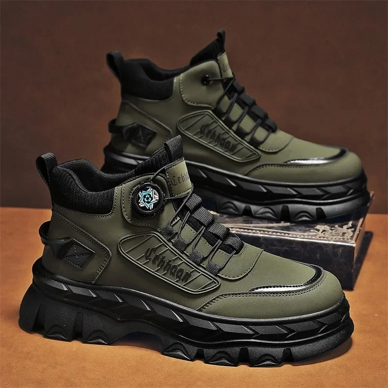 Trend Men's Boots 2025 Autumn High Top Ankle Boots Outdoor Comfortable Anti-slip Shoes for Men Hiking Sneakers Botas Para Hombre