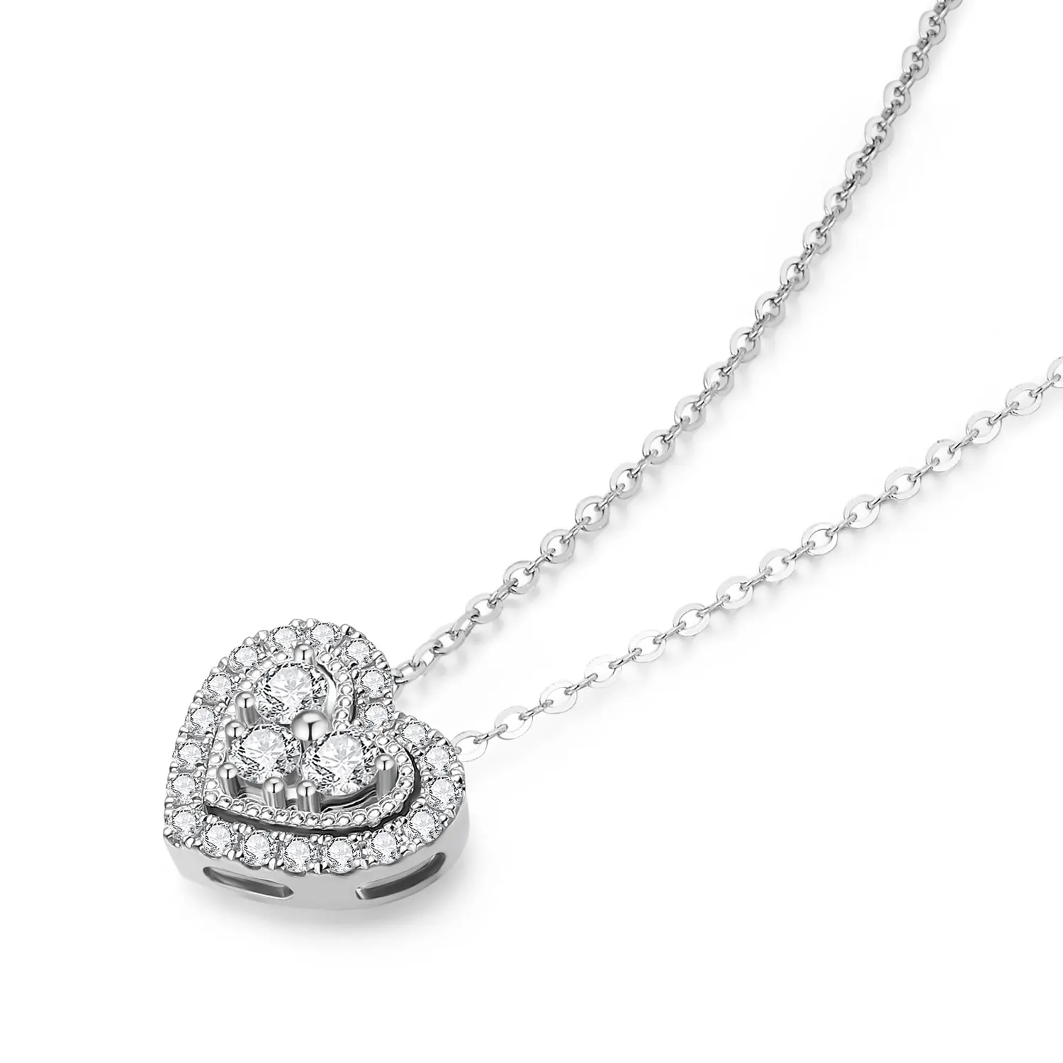 18K White Gold NGIC/NGTC Lab Grow Diamonds Heart Shape Necklace Elegant Charming Women Fine Jewelry