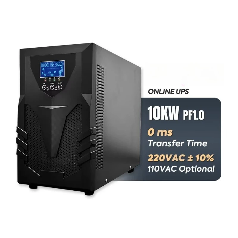 10 Kva Ups نظام طاقة UPS عبر الإنترنت موجة جيبية نقية عالية التردد على الإنترنت مع بطارية خارجية #1