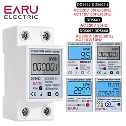 Einphasiger LCD-Digital-Energiezähler, Reset, Null kWh, Spannung, Strom, Stromverbrauch, Zähler, elektrisches Wattmeter, 220 V, DIN-Schiene