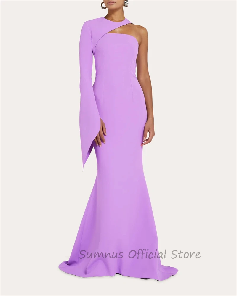 SUMNUS Sexy Purple Prom Dress Simple One Shoulder Formal Occasion Evening Gowns Mermaid Floor Length Party Dresses فساتين السهرة