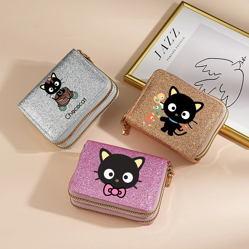 Кошелек-chococat-sanrio-для-женщин-блестящая-сумка-для-карт-милая-мультяшная-сумка-для-денег-портативный-держатель-для-кредитных-карт-модный-кошелек-для-монет-подарок
