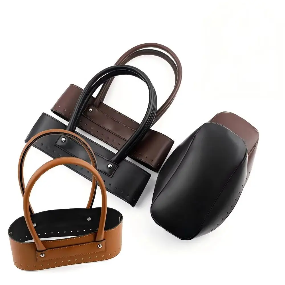 1set DIY PU Leather Knitting Crochet Bag Hangbag Handle Bag Bottom Shoulder Bag Accessories For Making Bag Kit Woven Backpack