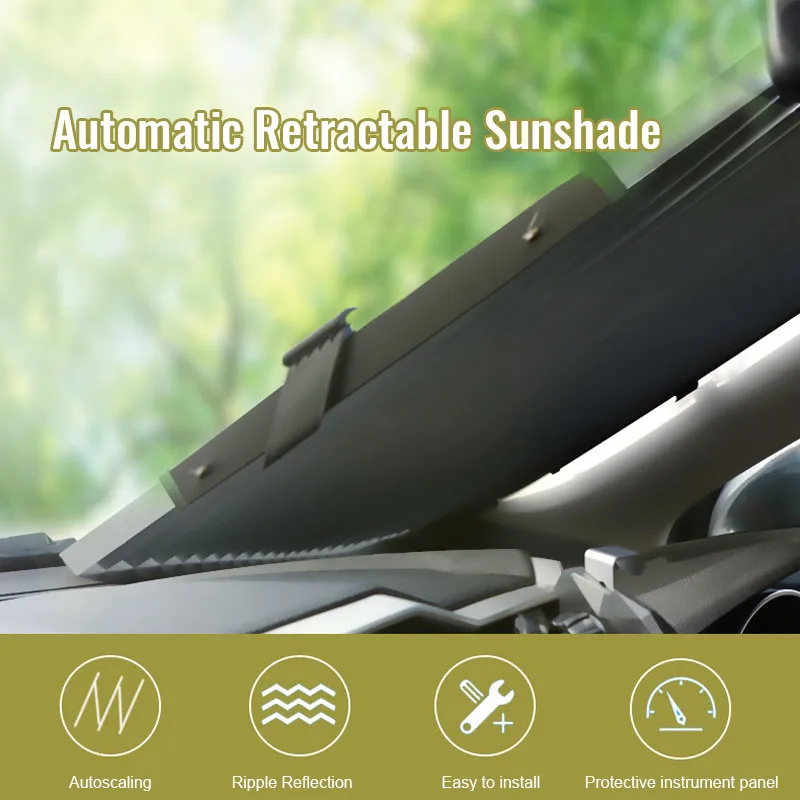 Auto Retractable Thermal Insulation Sunshade for Summer Automatic Folding Sunshade for Car Interior General Motors Rear Sunshade