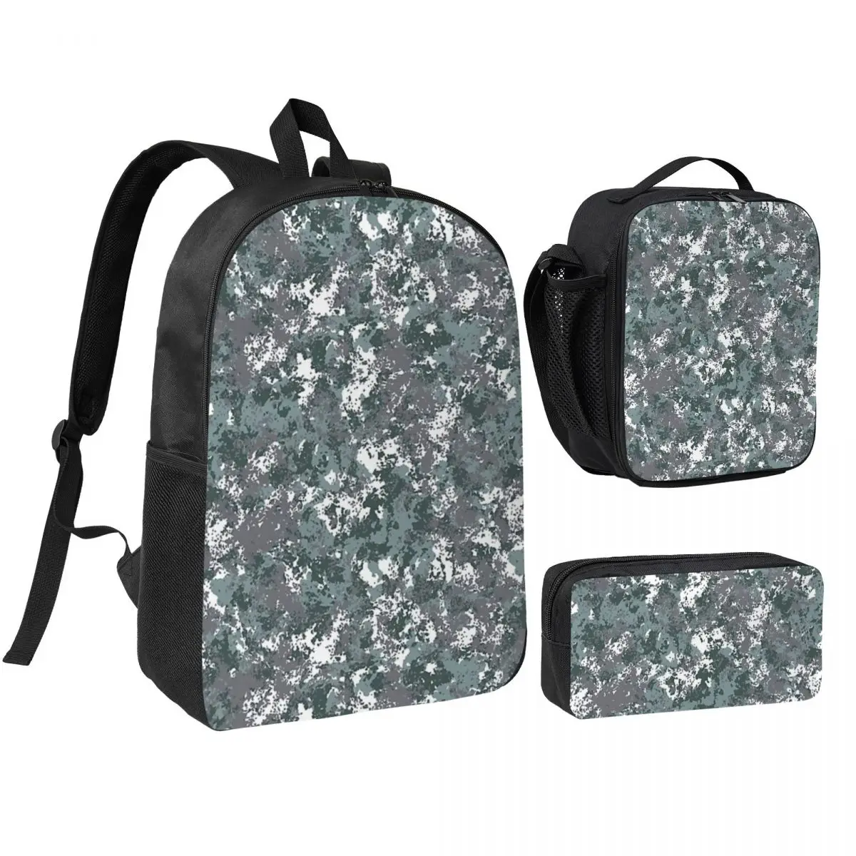 Flecktarn Camouflage Backpack Boys Girls BookBag School Bag Shoulder Bags 3ps Insulated Lunch Bag Pencil Case