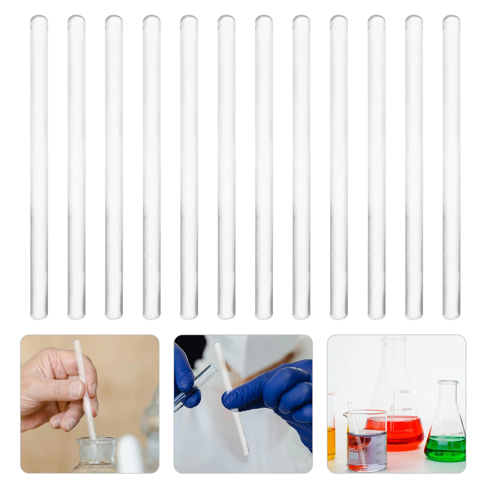 

30Pcs Glass Stir Sticks Transparent Round Head Solid Rod for DIY Beauty Lip Balm Face Mask Mixing Laboratory Stir Sticks