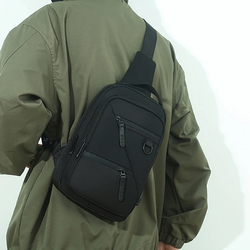 Men's Large Capaci Sports Crossbody Bag Ox Cloth Single oulder Bag Cycling Small Bapa Casual Sle Zipper Closure