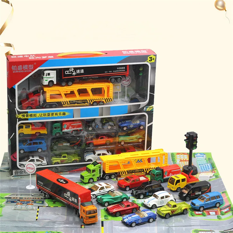 1: 55 alloy box truck transport model,Original packaging double-layer engineering car toys,children\'s gift toys,wholesale