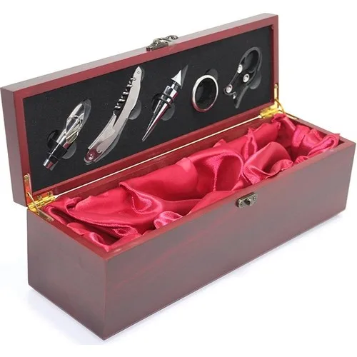 Gift Powder Wood Boxed Wine Rack Wine Opener Corkscrew Set