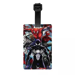 Etiqueta de equipaje de superhéroe Spiderman Spiderverse, accesorios de viaje de silicona para maleta, etiquetas para bolsa de equipaje, nombre, dirección de identificación