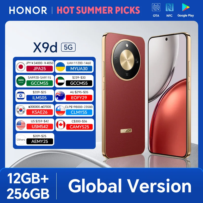 Global Version HONOR X9d 12GB+256GB 6.79'' 120Hz AMOLED Screen 108MP Main Camera 8300 mAh 66W Supercharge Dual SIM Android 15