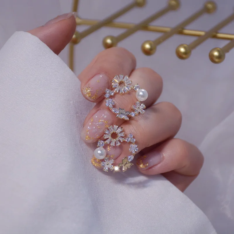 Frühling neue süße Gänseblümchen Blume Ohr stecker für Frauen süße Muschel Emaille versilbert Ohrringe koreanischen Temperament Schmuck – Detail 31