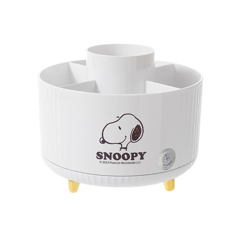 Kawaii Snoopy Large Capacity Pen Holder Cartoon Desktop Makeup Brush Storage Bucket Cute Rotating Stationery Storage Box