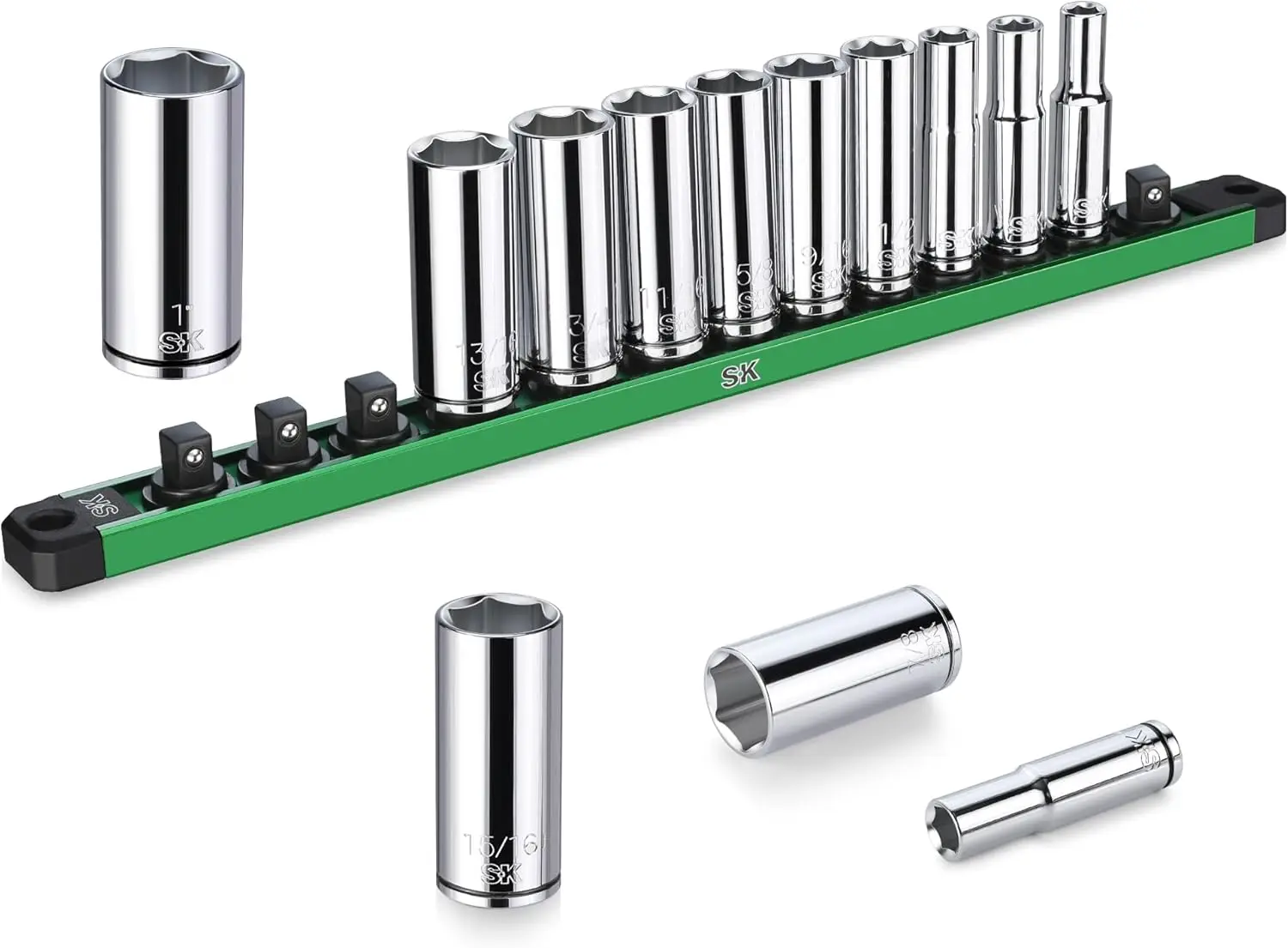 

13-Piece Deep SAE Socket Set, 3/8" Drive, 1/4" to 1", with Aluminum Organizer