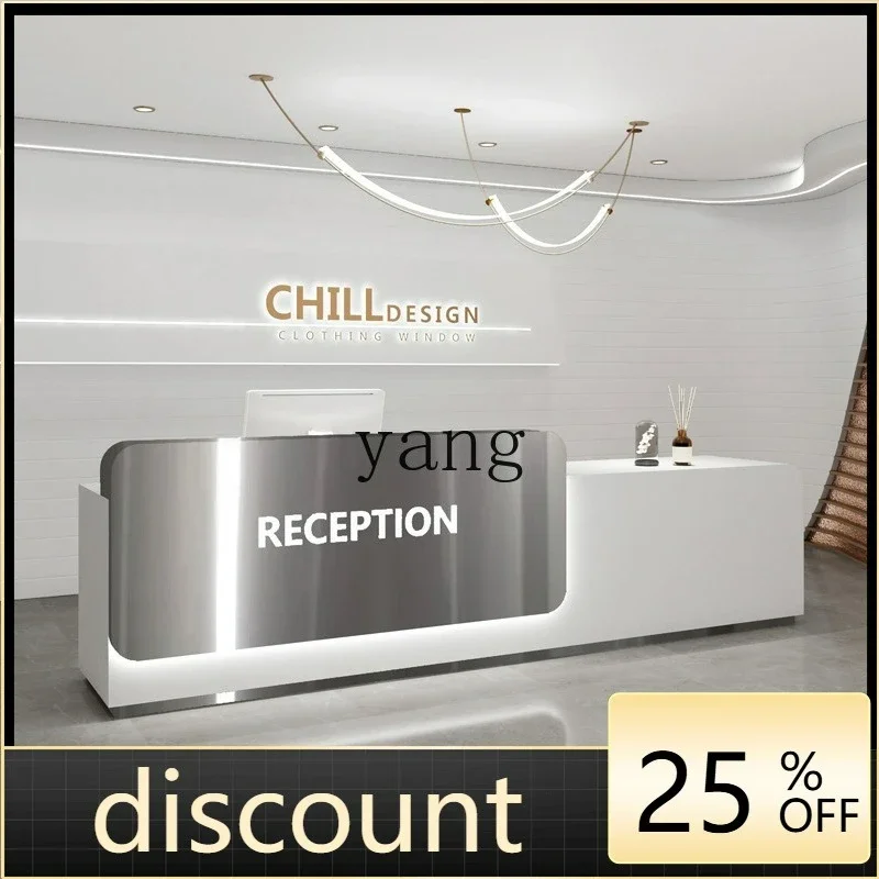 LTT Light Luxury Stainless Steel Company Front Desk Simple Modern Cashier Reception Bar