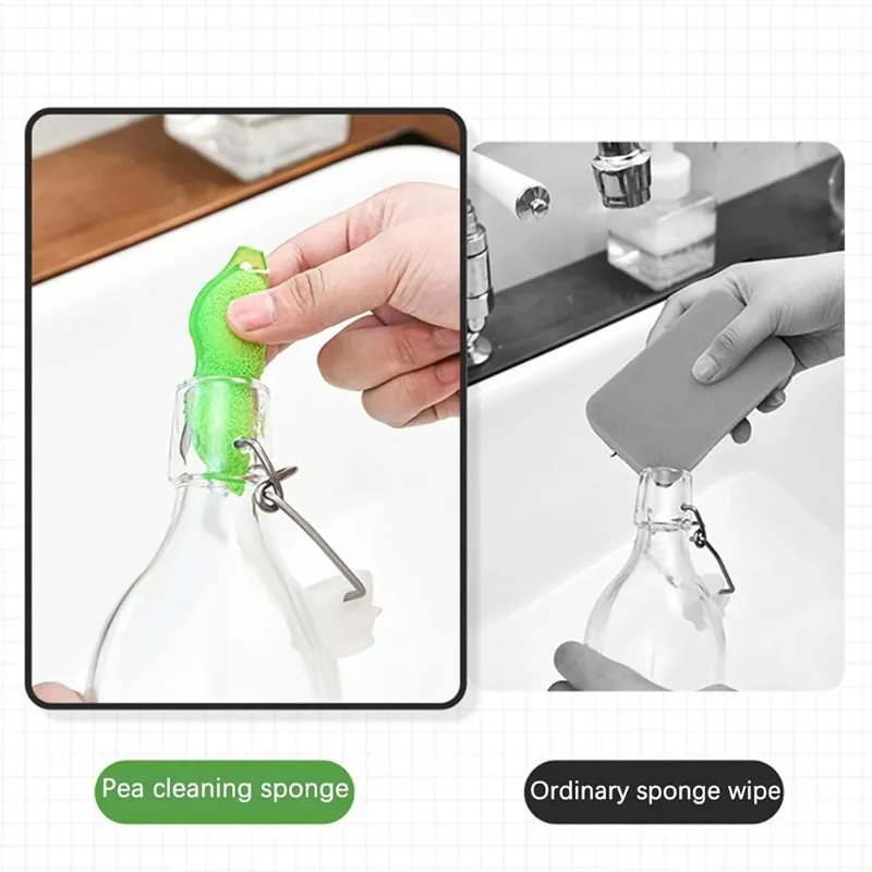 Mini Pea Cleaning Sponge Coffee Tea Wine Drink Glass Bottle Brush Magic Cleaning Wipe Household Kitchen Scrubber Cleaning Tools