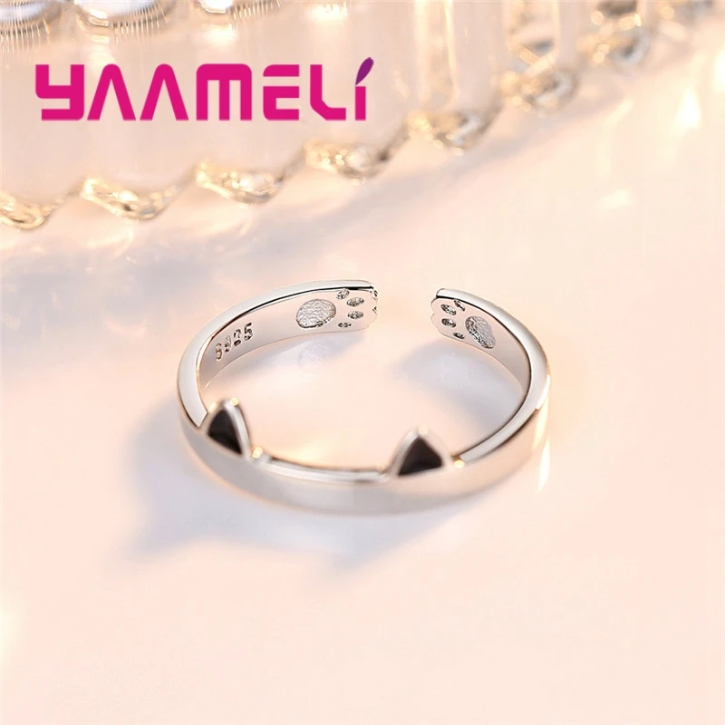 

Кольца из стерлингового серебра 925 пробы, милые кошки, животные, модные открывающиеся вечерние кольца, ювелирные изделия для женщин и девочек, подарок на Рождество и день рождения