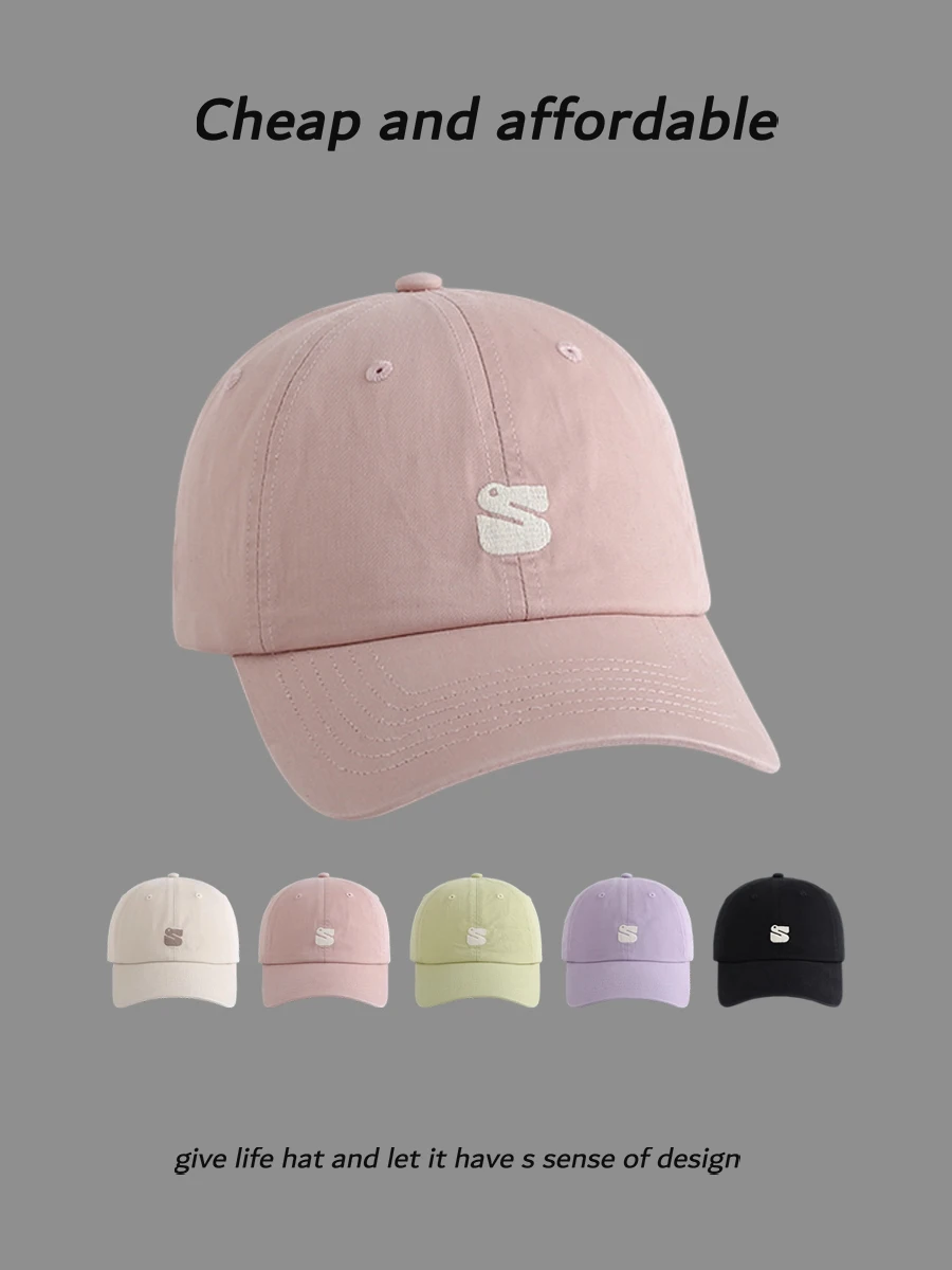 Embroidered duck baseball cap American retro couple model showing face small soft top cap man