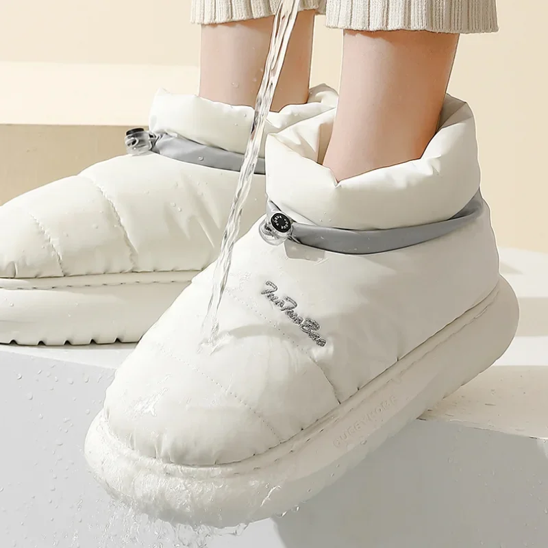 Woman Boots Thick Bottom Waterproof Warm Plush Female Cotton Shoes 2024 Winter fur Leisure Chunky Round Toe Women Snow Boot