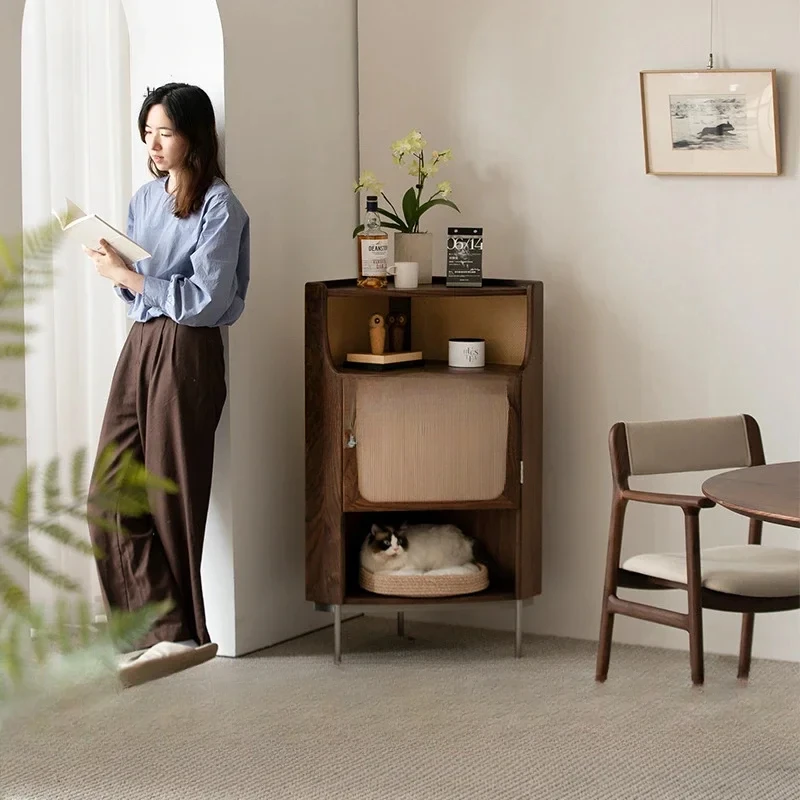 Retro solid wood corner rack floor corner cabinet corner cabinet