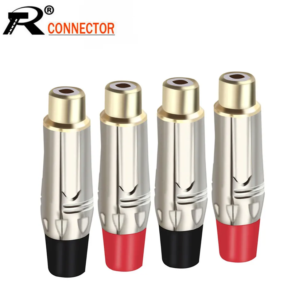 

100pcs/lot RCA Female Jack Socket Wire Connector Gold+Nickel Plated Jack Speaker Adapter 50 Pairs Red+Black