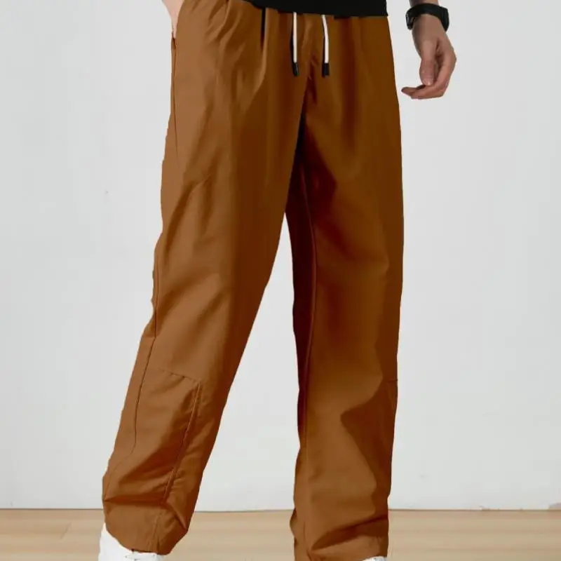 

New 2025 Cross-Border Men's Casual Pants Polyester High Waist Straight Leg Korean Sle Neutral High Quali Fabric