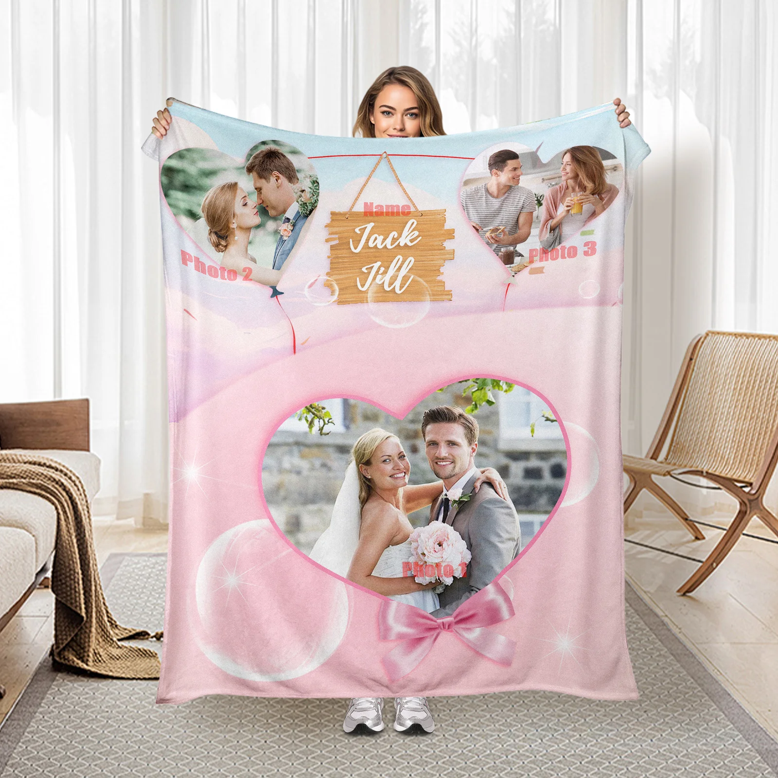 

Heart Balloon Bow Blanket With Bubbles A Whimsical And Cozy Celebration Of Playful Joy And Delicate Charm In Every Detail