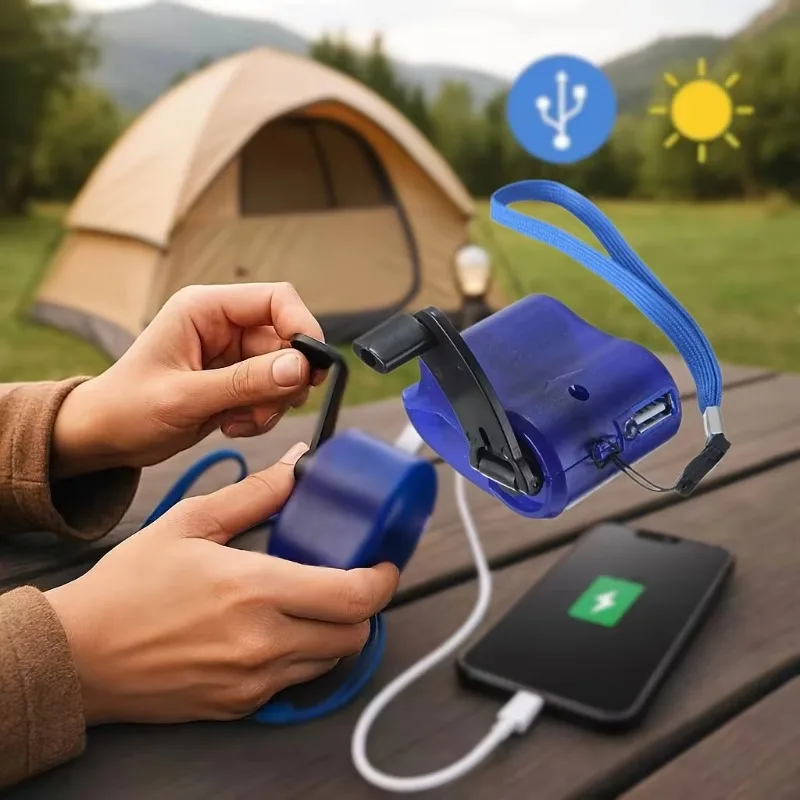Outdoor Power Supply 5V 2W Hand-crank Battery Generator 5V Mobile Phone Power Bank Emergency Lighting Camping Emergency Light