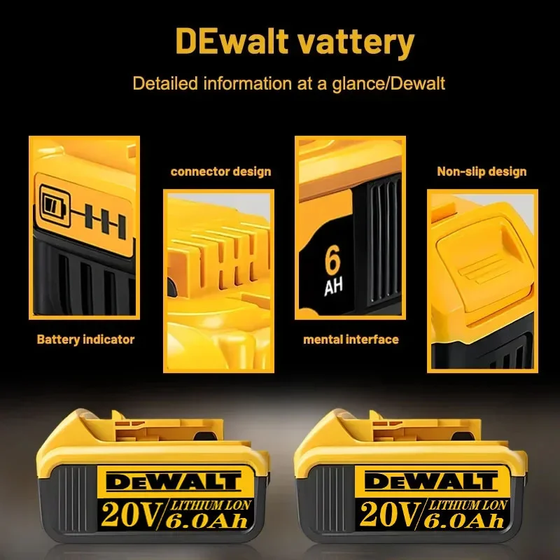 Batteria al litio DEWALT 20V 5.0Ah, caricabatterie DEWALT BDC112, batteria per macchina da taglio 18V DCB206, DCB205, DCB200 DCB609