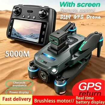 Dron GPS S159 z ekranem, kartą pamięci, transferem obrazu 5G, kamerą 8K HD, funkcją omijania przeszkód, bezszczotkowym silnikiem, FPV, zasięgiem 5KM - model 2026.