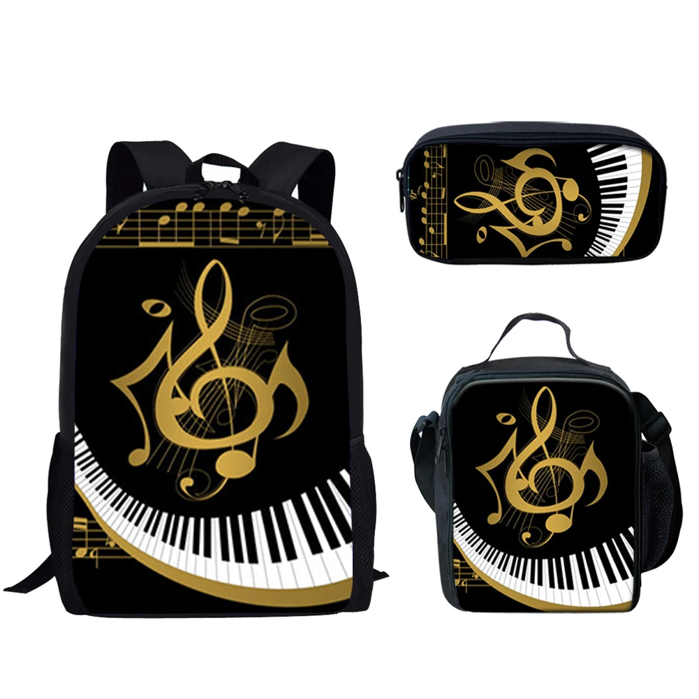 Belidome Piano Keyboard Musiknoten drucken 3 Stück Schult asche für Jungen Mädchen Rucksack für Grundschüler Schult asche Mochila Infantil