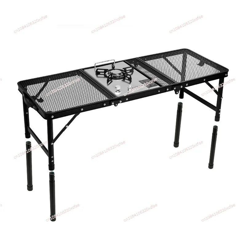 Outdoor large folding table BBQ table Camping self-driving lightweight mobile kitchen Car lift net table