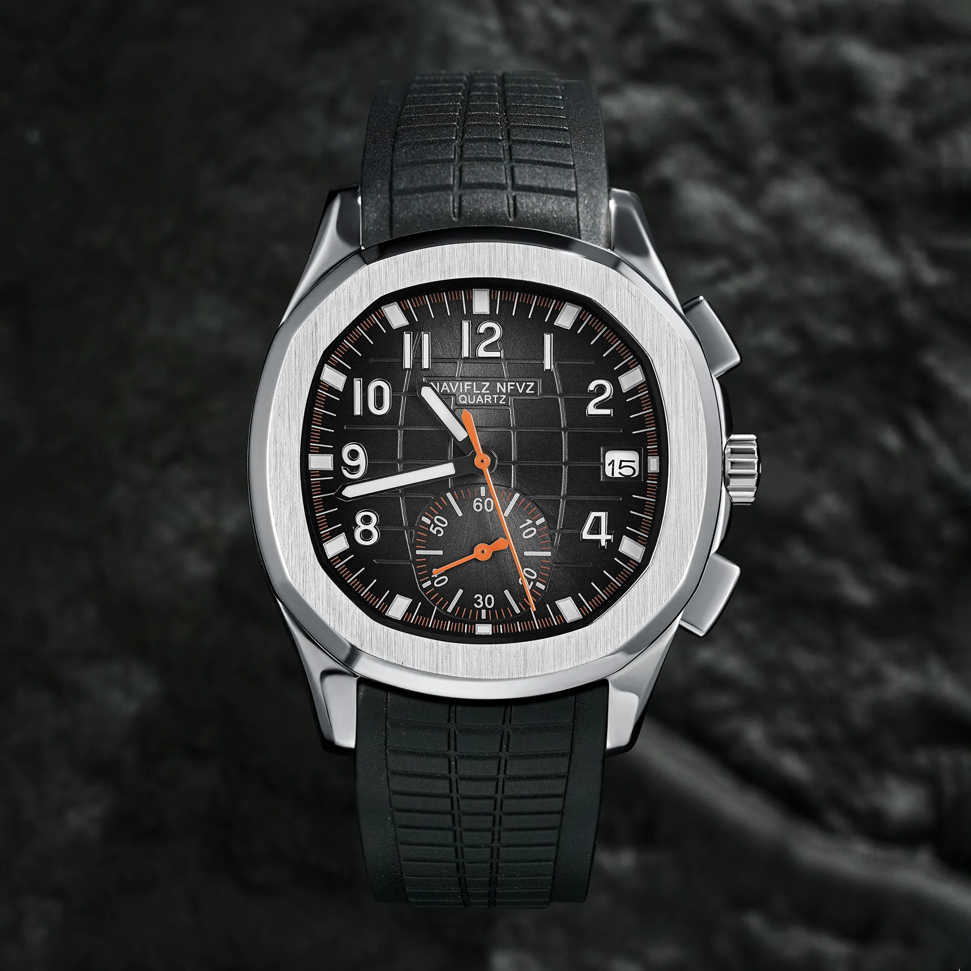 

New Arrivals NAVIFLZ NFVZ Mens Watches Fashion Rubber Strap Japan Quartz Multi-function Chronograph Wristwatch 50M Waterproof