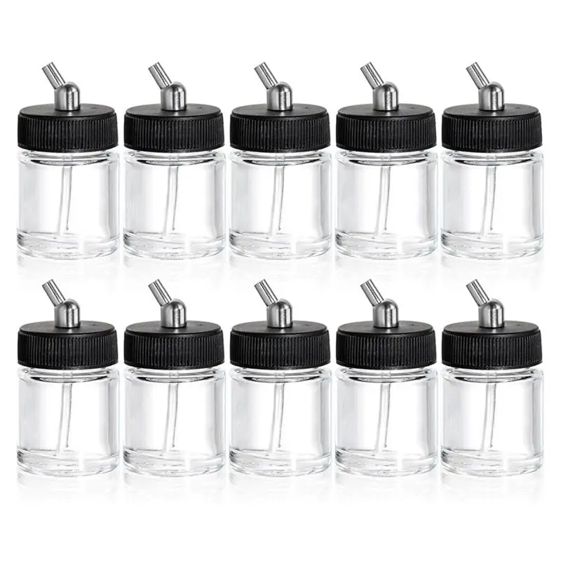 [B17B!】 10 Pack Glass Airbrush Bottles Kit Transparent Bottles 22Cc Empty Airbrush Jars, Clear Airbrush Paint Storage Pot