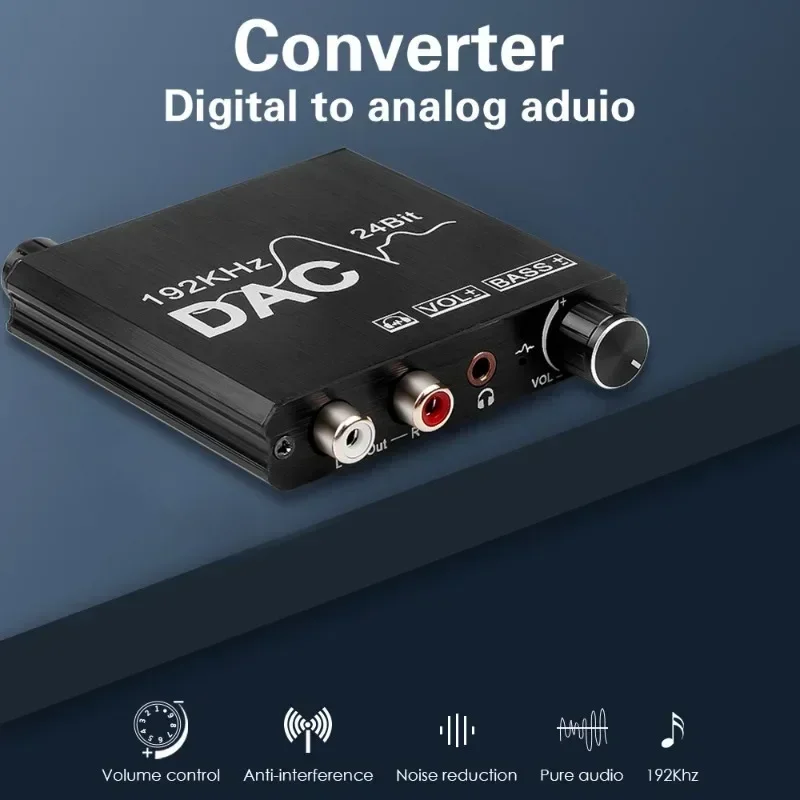 TenYua Convertitore audio digitale-analogico DAC 192KHz Volume regolabile Bassi alti e bassi Volume Tipo di scheda audio regolabile