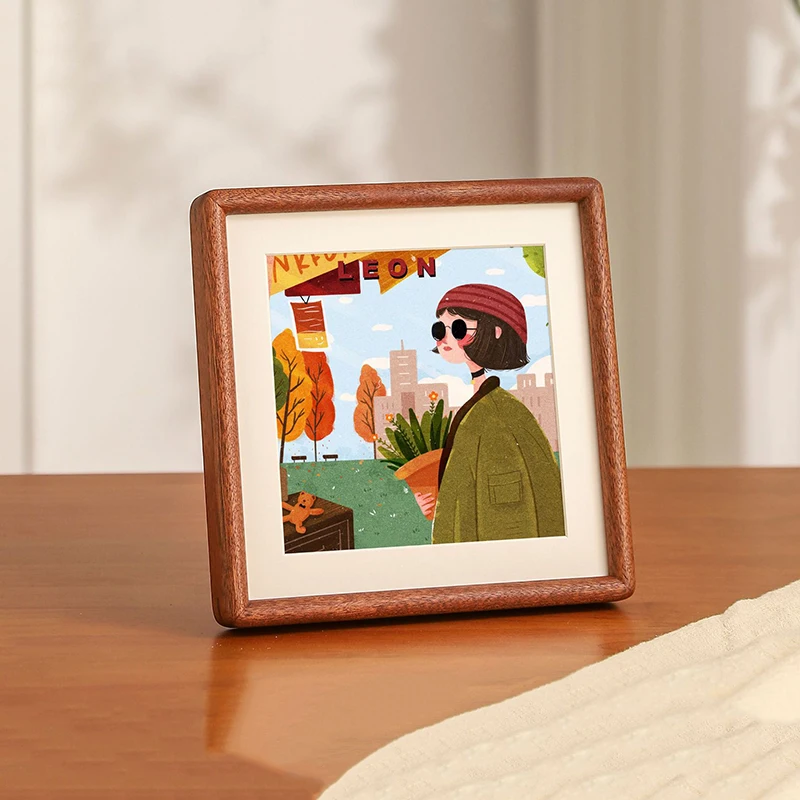 Solid Wood Rounded Corner Square Photo Frame Tabletop and Wall-Mount Display, Premium Quality Picture Frame Home Decor