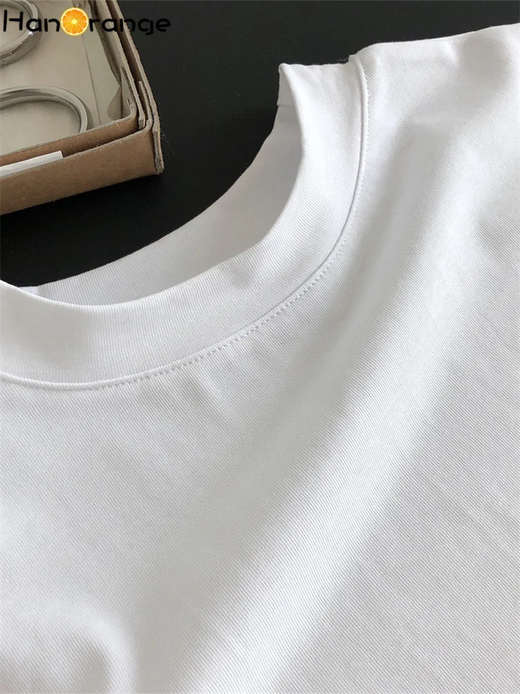 HanOrange 2024 Summer Vintage Fashionable O-neck Short Sleeve T-shirt Simple Fashion Thin Casual Comfortable Top Female Retro