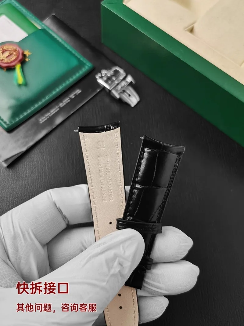 FUYIJIA Custom J-aeger-LeC-oultre 1368430 Original Watchband 20MM×18MM 21MM×18MM Crocodile Skin Strap Butterfly Buckle Wristband