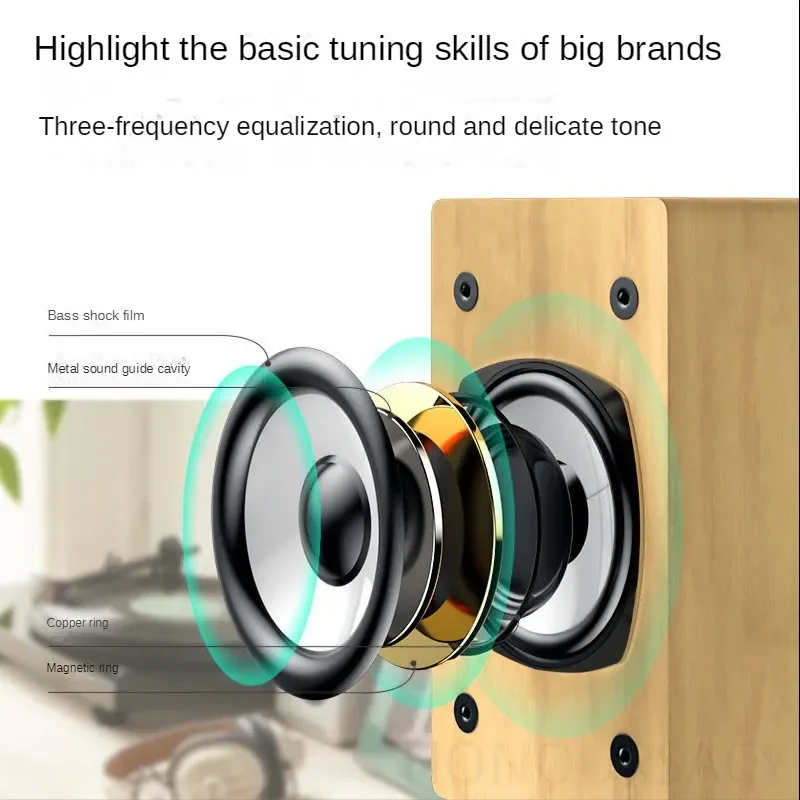 Desktop Computer Subwoofer HIFI Shock Super Large Heavy Bass Bluetooth Speaker Wooden Audio Volume Computer Game Stereo SoundBox