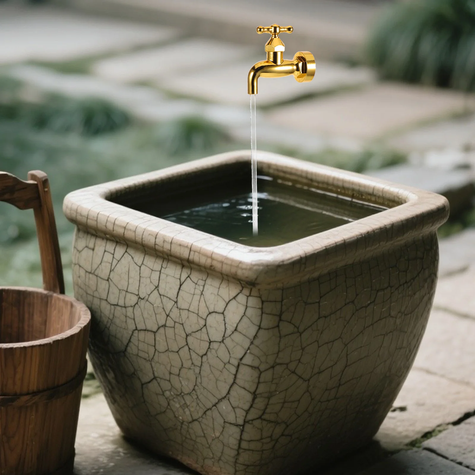 

1 Set Floating Tap Invisible Flowing Water Ornament Garden Water Feature Decorative Spout Outdoor Yard Patio Usb Lamp Desktop