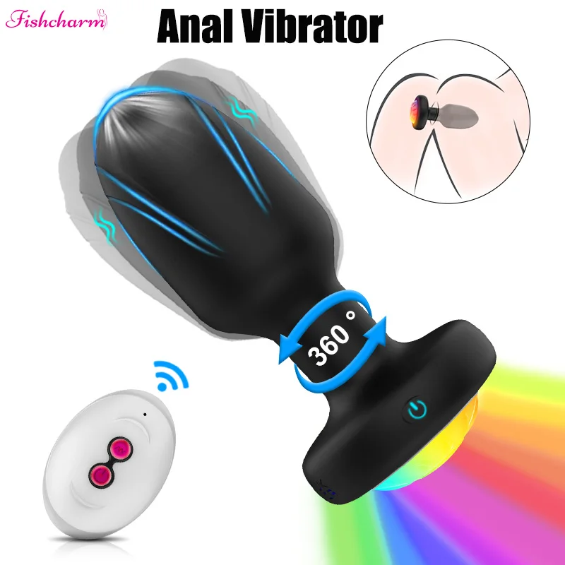 

360 Rotation Vibrating Anal Plug 10Speeds Remote Control Butt Plug Vibrator Prostate Massager Anus Sex Toys For Men Women Adult